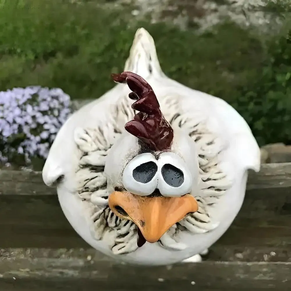 ChickChuckle Skulpturen - Keramische Hühnerfiguren für Garten und Zaun