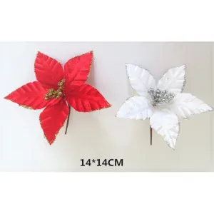 Christmas Artificial Flower with Glitter 14cm