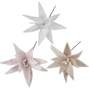 Christmas Assorted Artificial Flower with Pearl Edge 45cm