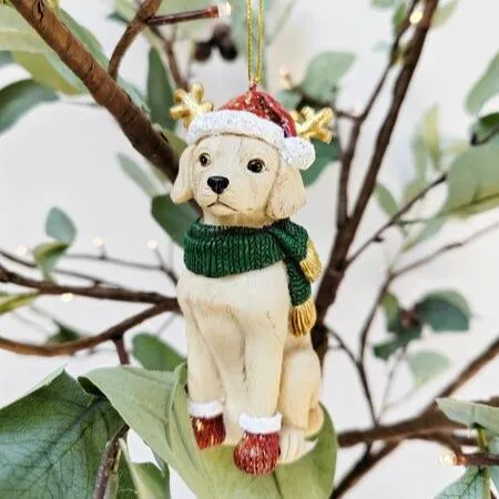 Christmas Dog with Antlers Hanging Decoration