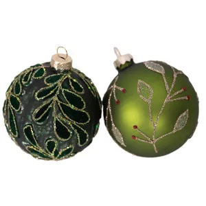 Christmas Emerald Green Glass Bauble Tree Decoration 8cm