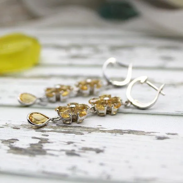 Citrine Flower Earrings