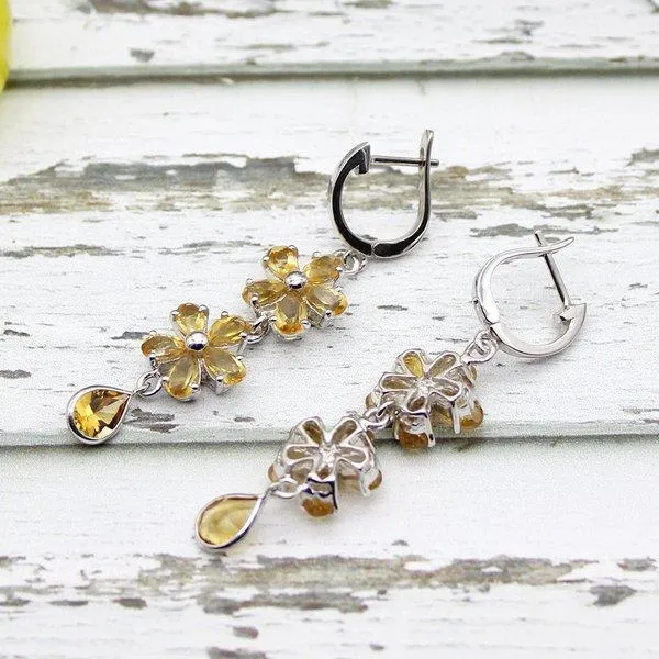 Citrine Flower Earrings