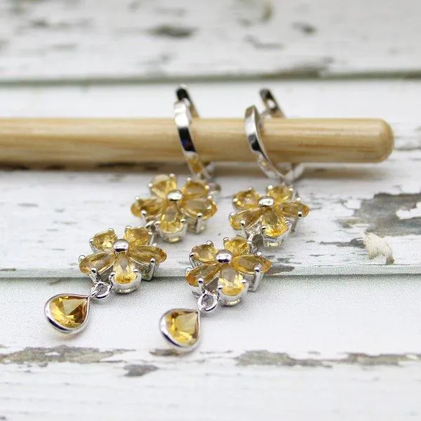 Citrine Flower Earrings