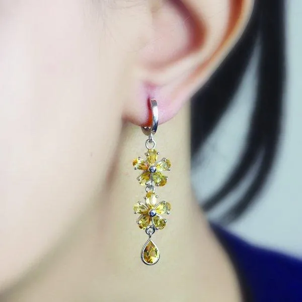 Citrine Flower Earrings