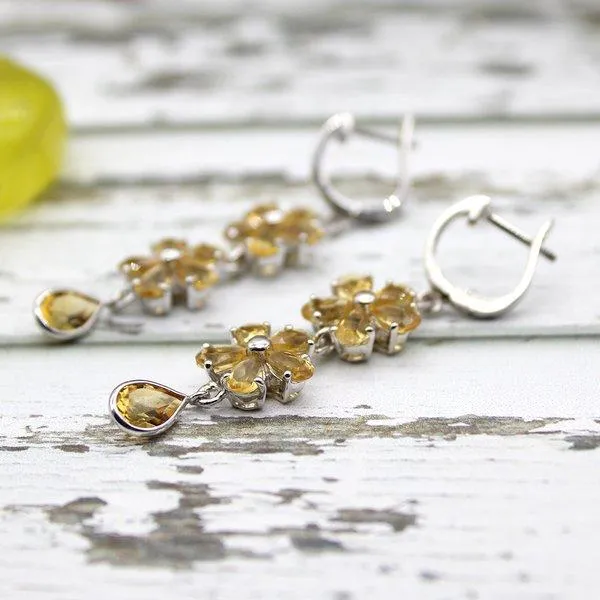 Citrine Flower Earrings
