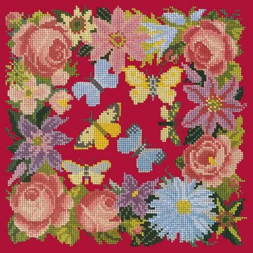 Clematis, Rose, and Butterflies
