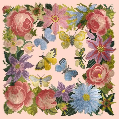 Clematis, Rose, and Butterflies