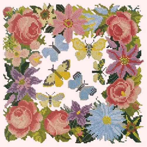 Clematis, Rose, and Butterflies