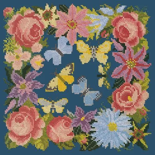 Clematis, Rose, and Butterflies