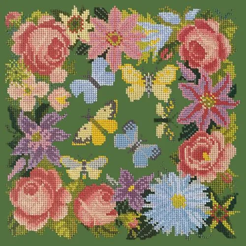 Clematis, Rose, and Butterflies