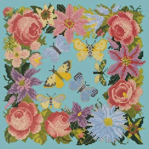 Clematis, Rose, and Butterflies