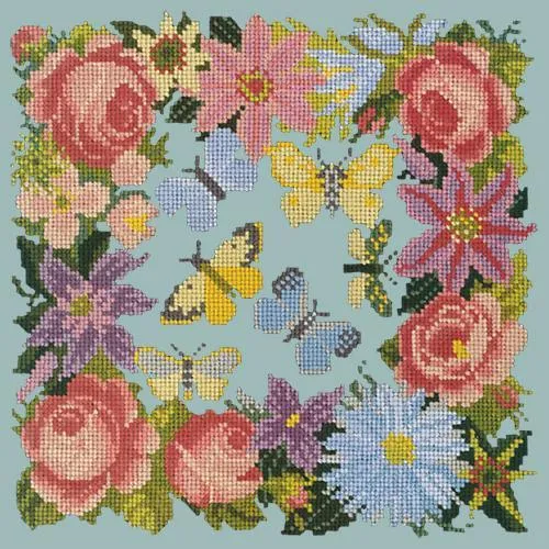 Clematis, Rose, and Butterflies