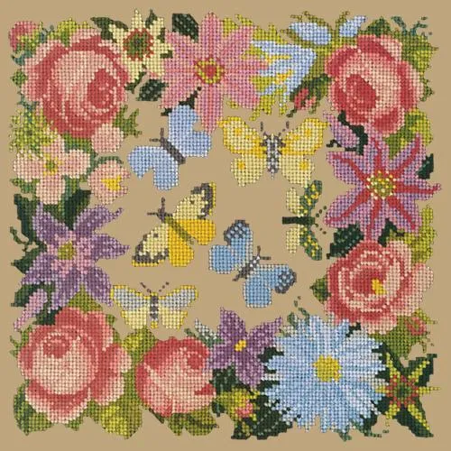 Clematis, Rose, and Butterflies