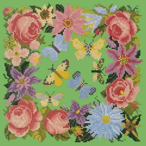 Clematis, Rose, and Butterflies