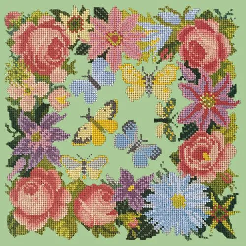 Clematis, Rose, and Butterflies