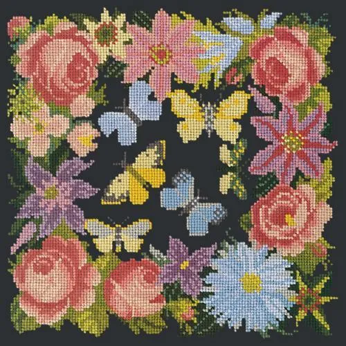 Clematis, Rose, and Butterflies
