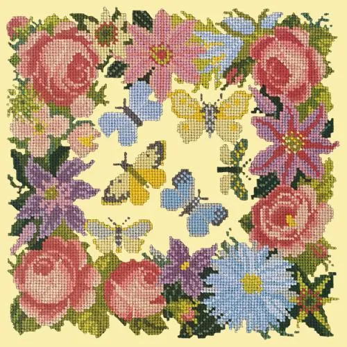 Clematis, Rose, and Butterflies