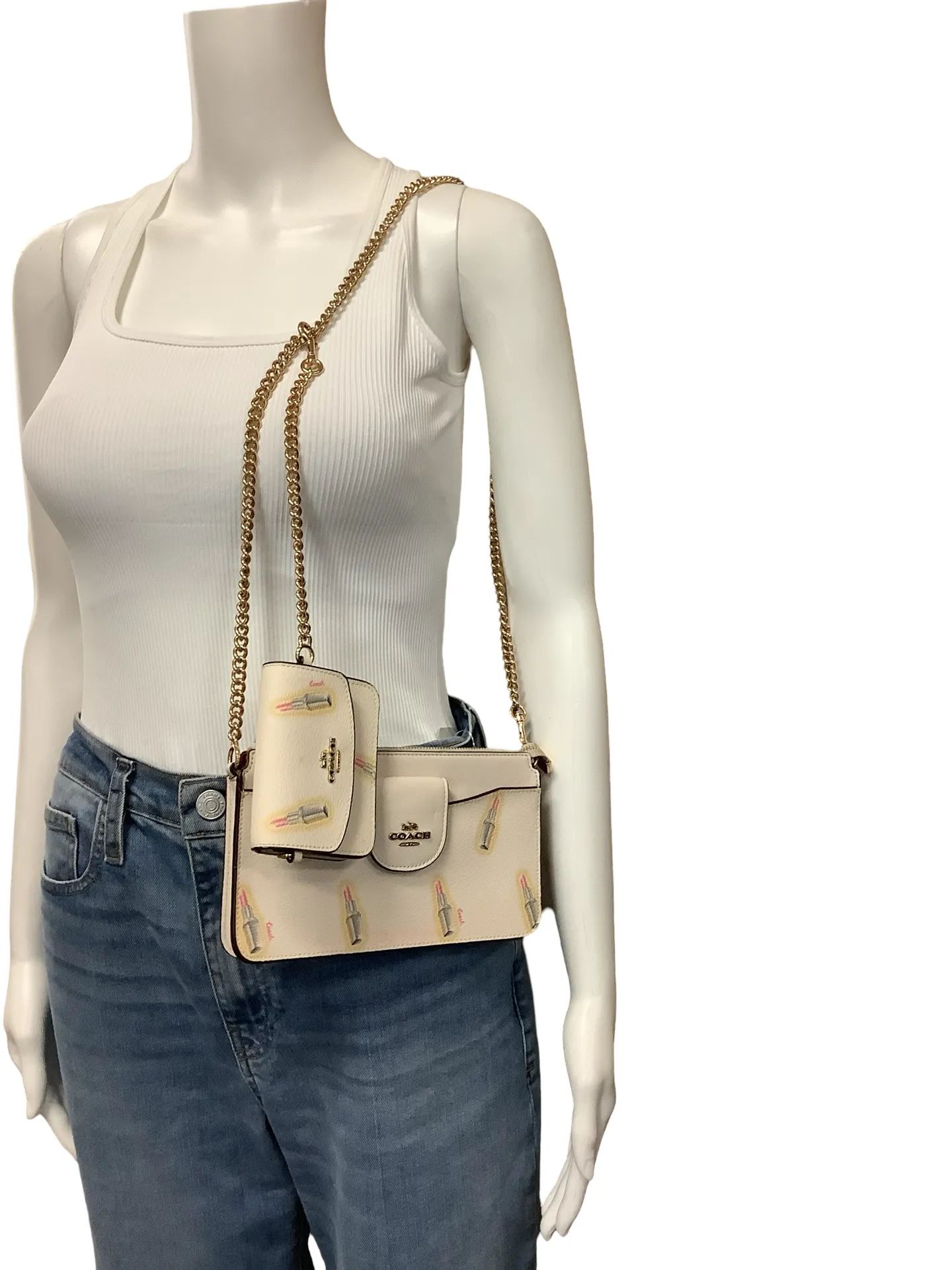 Coach Crossbody With Card Wallet Lipstick Print