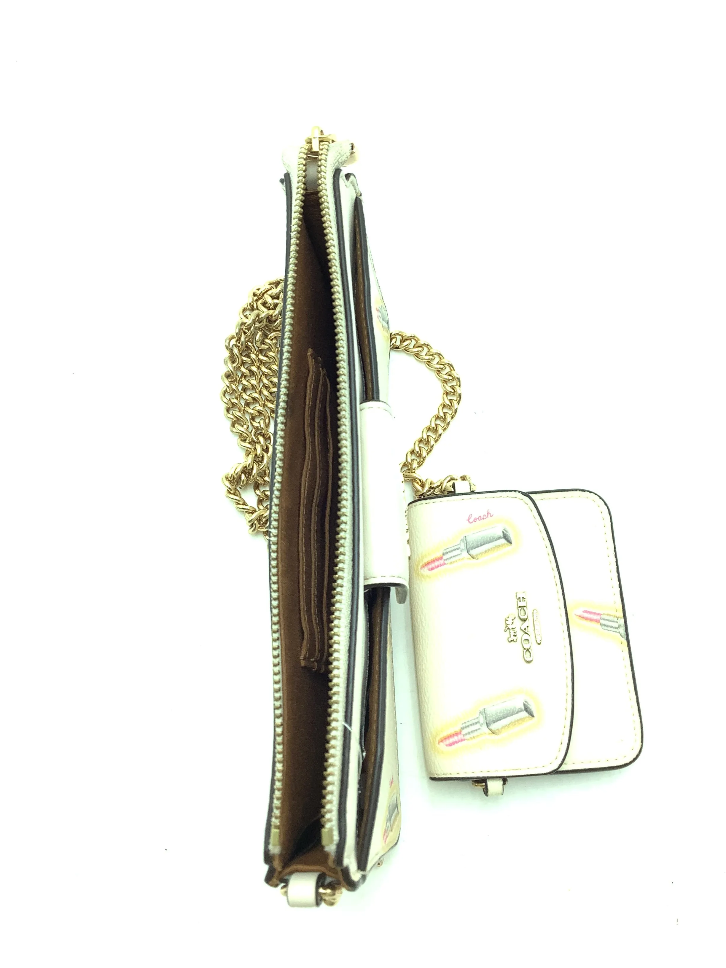 Coach Crossbody With Card Wallet Lipstick Print