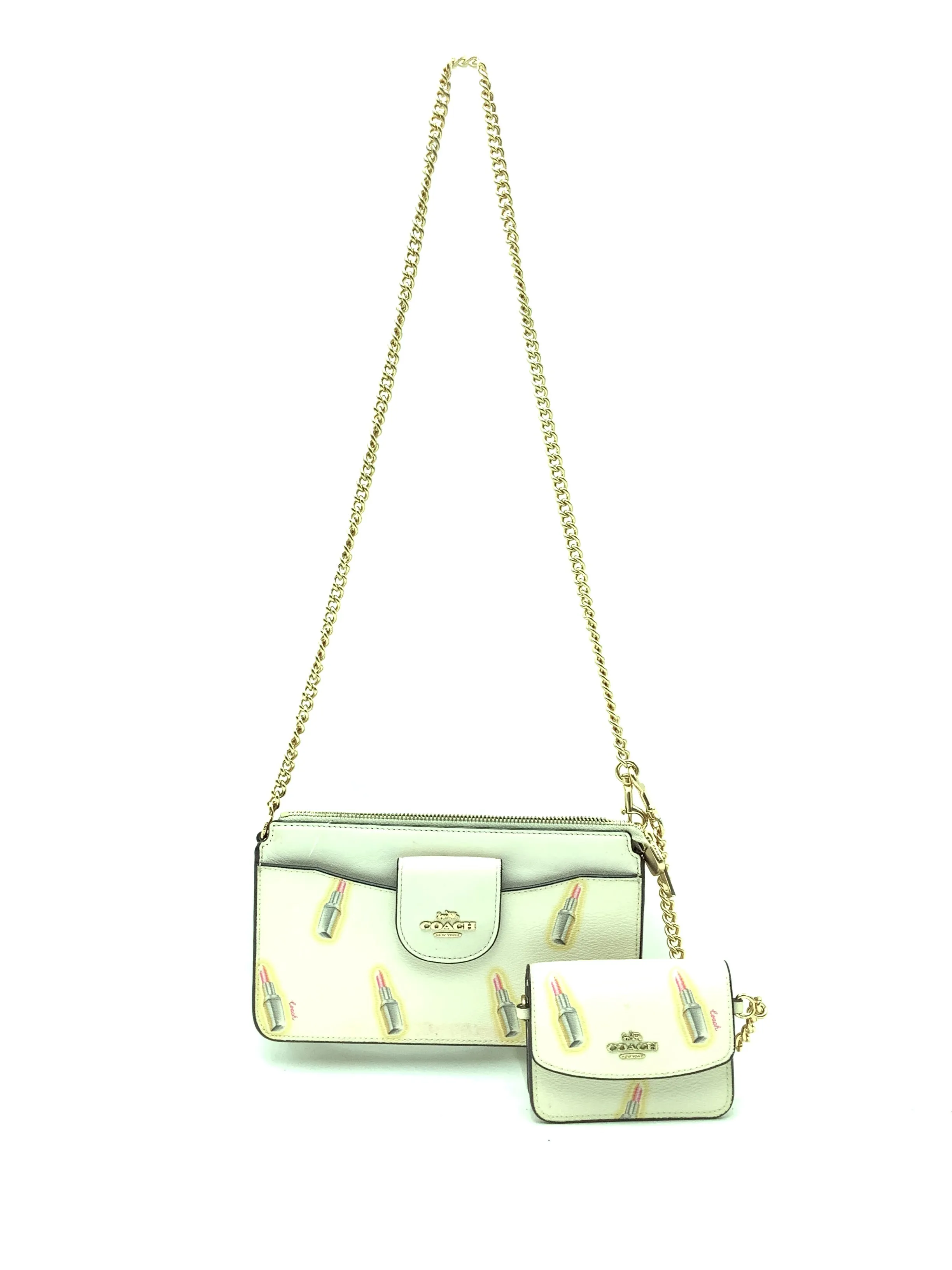 Coach Crossbody With Card Wallet Lipstick Print