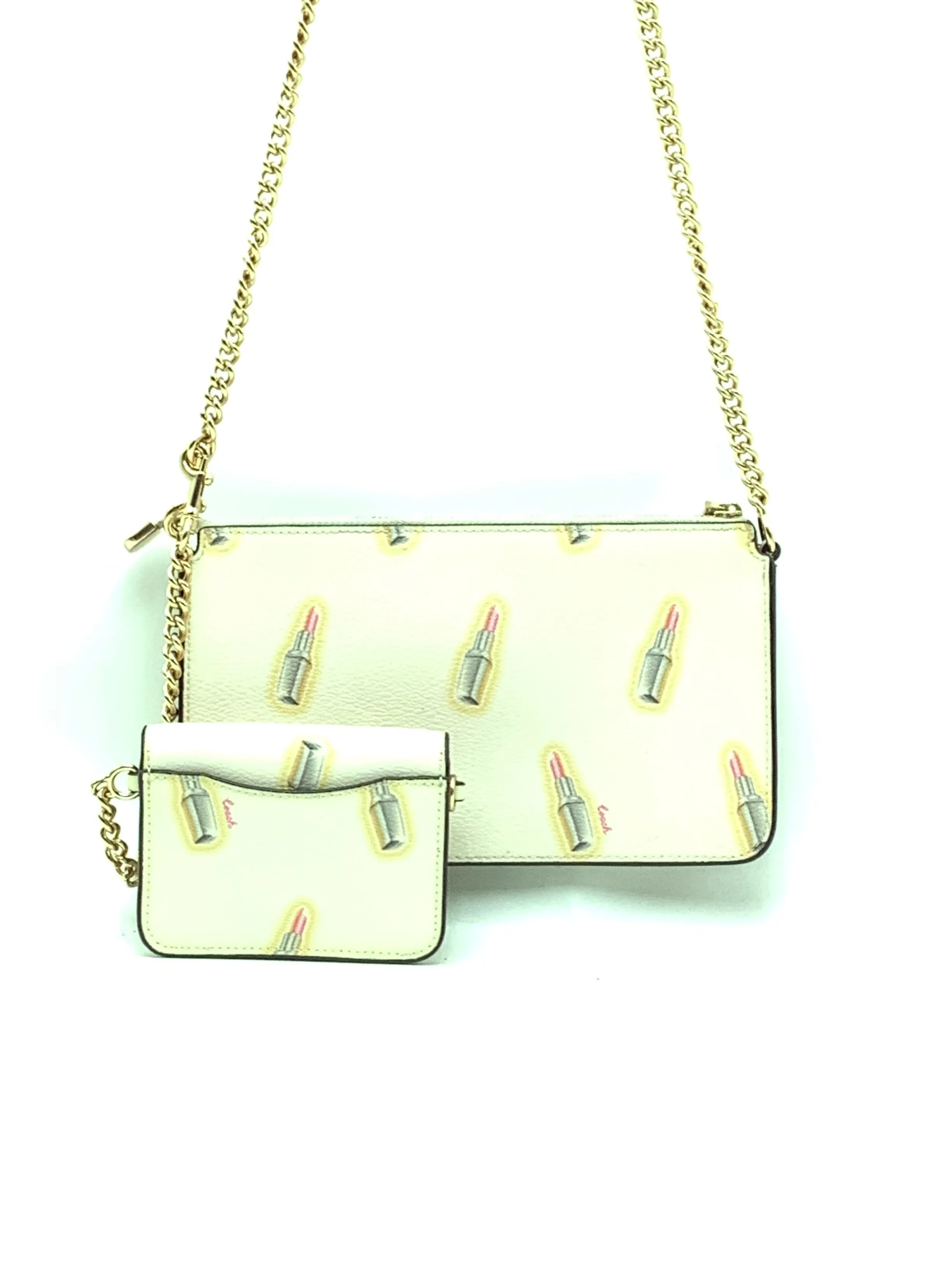Coach Crossbody With Card Wallet Lipstick Print