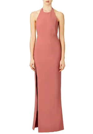 Coral Pink Ventus Halter Neck Backless Gown