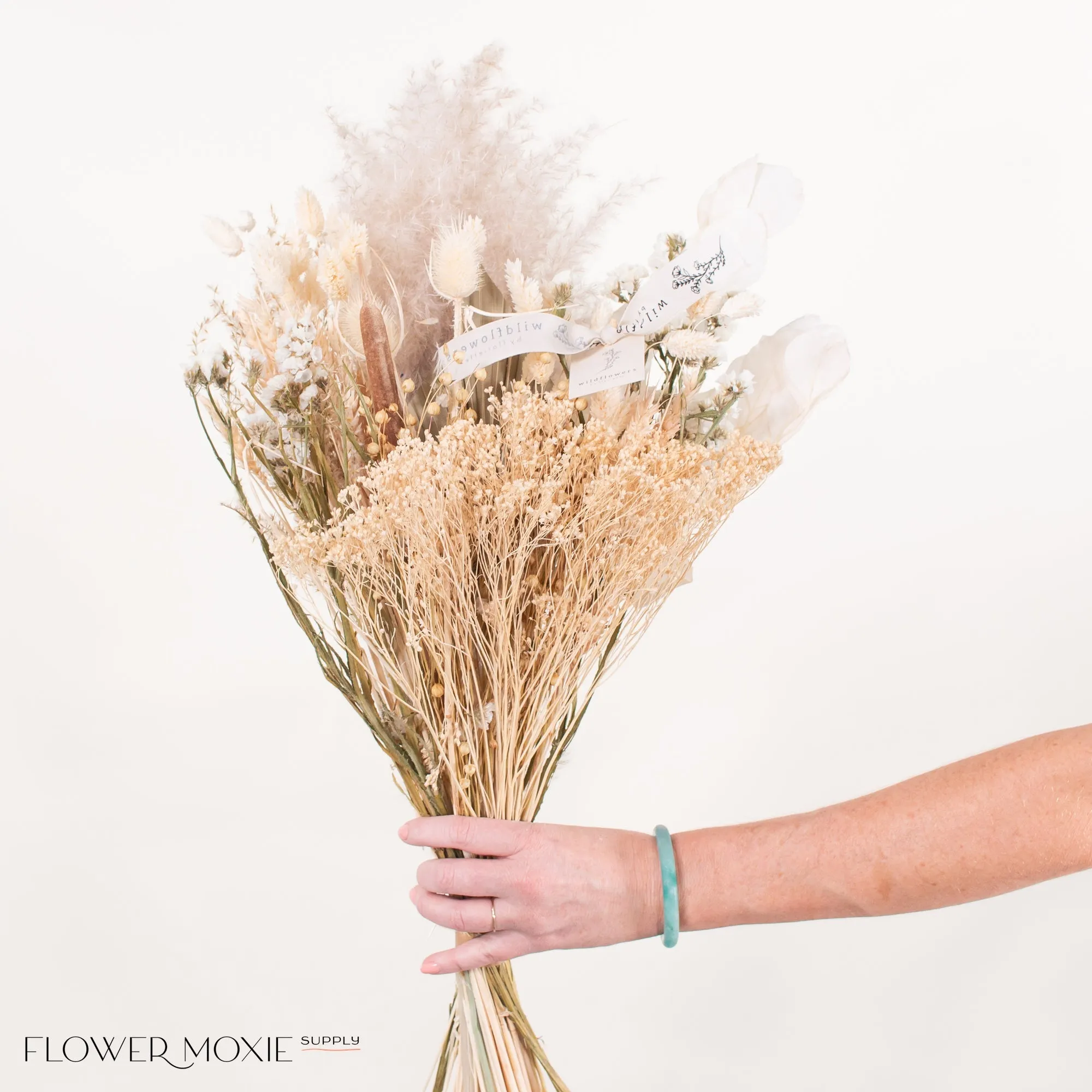 Cream and Beige Boho Wildflower Dried Bouquet - Large
