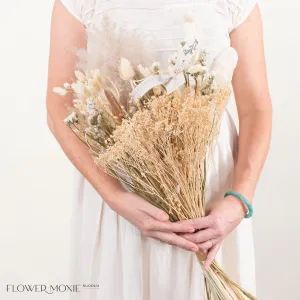 Cream and Beige Boho Wildflower Dried Bouquet - Large