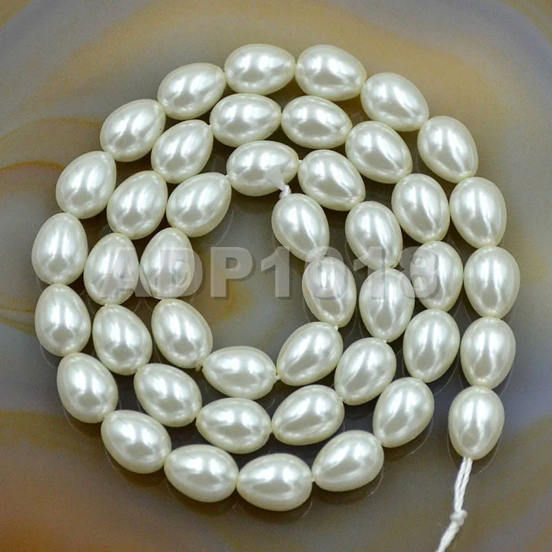 Czech Satin Luster Glass Pearl Pear Teardrop Loose Beads on a 15.5" Strand