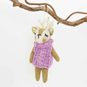 Deer With Pink Sweater Ornament
