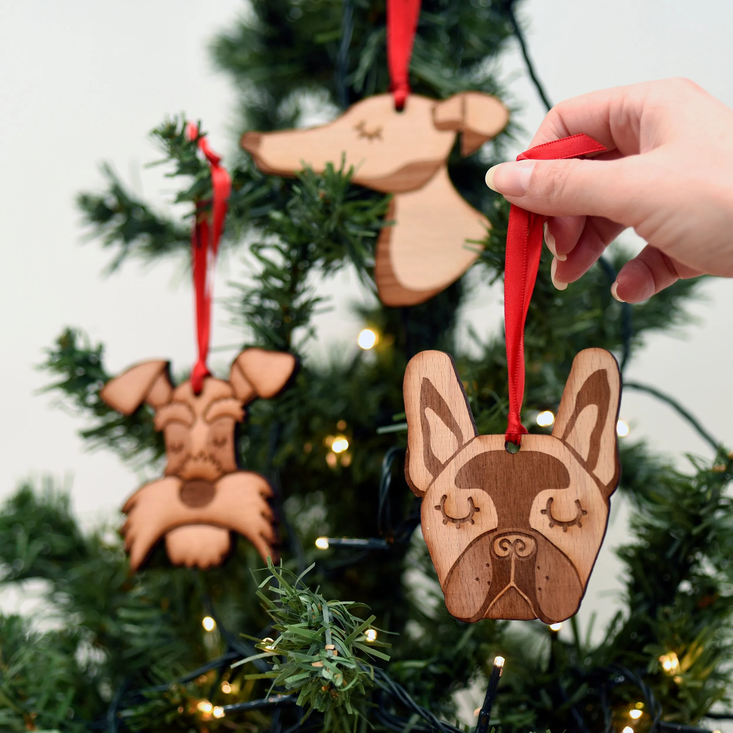 Dog Christmas Decoration - Solid Wood
