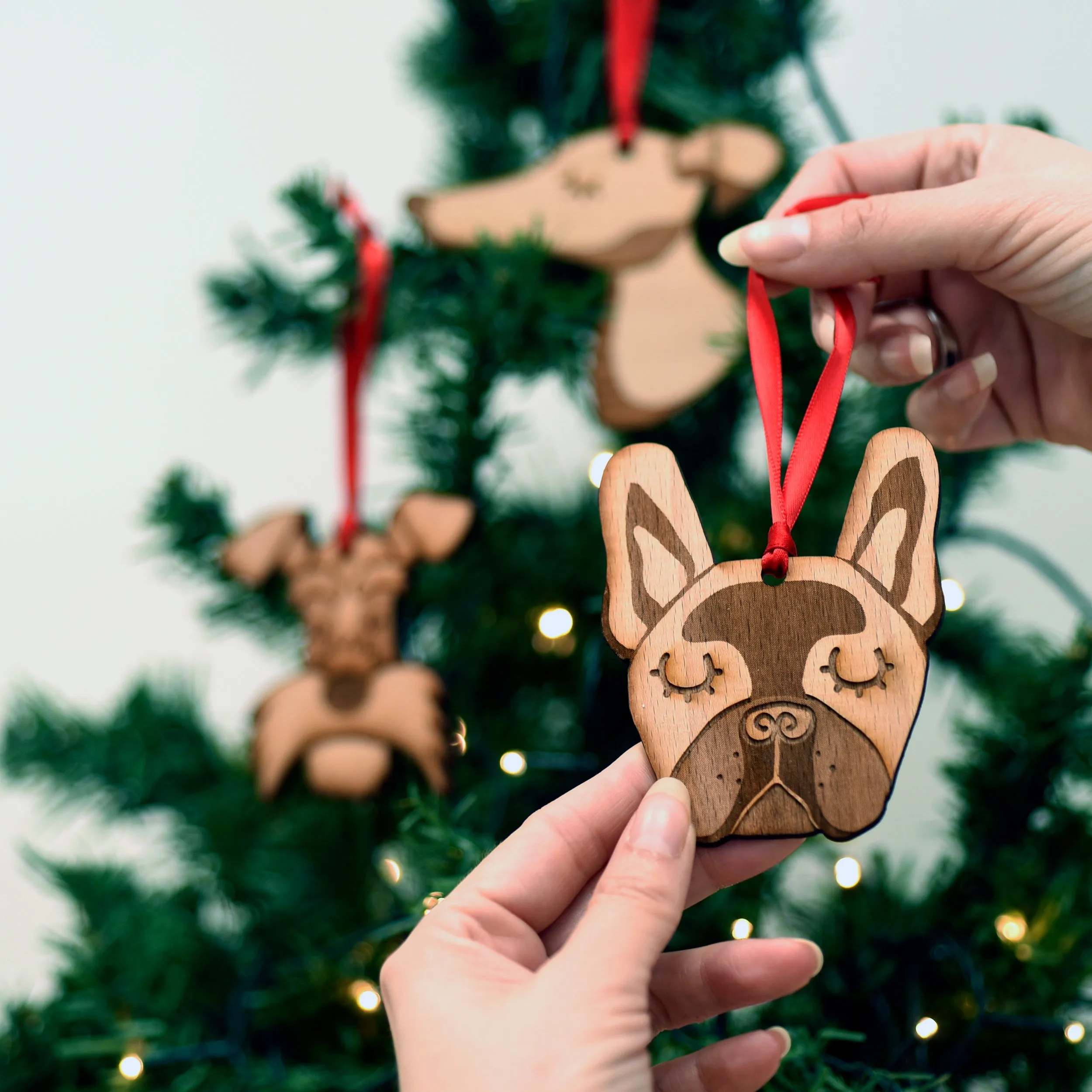 Dog Christmas Decoration - Solid Wood