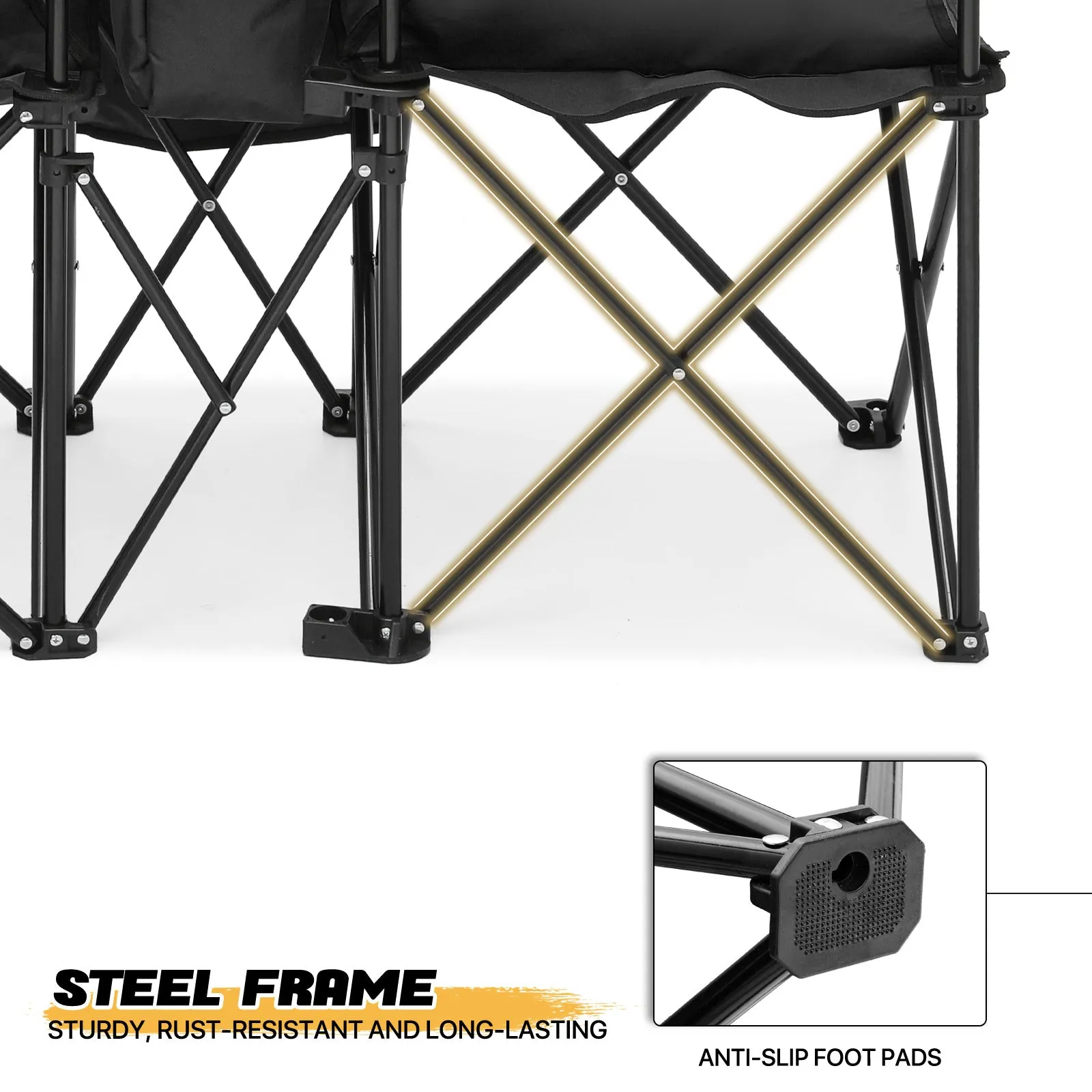 Double Chair With Umbrella - Steel Tube - Oxford Fabric