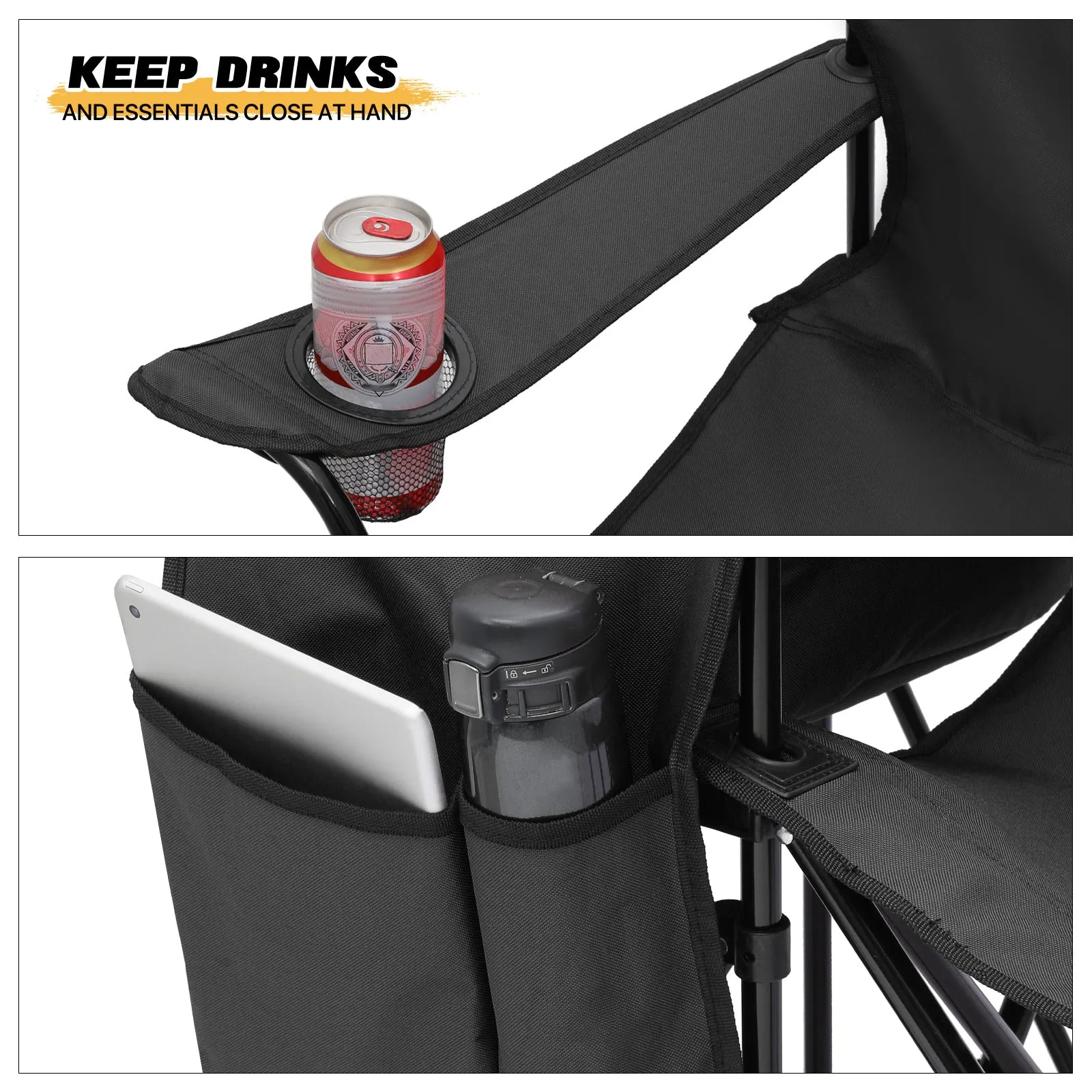Double Chair With Umbrella - Steel Tube - Oxford Fabric