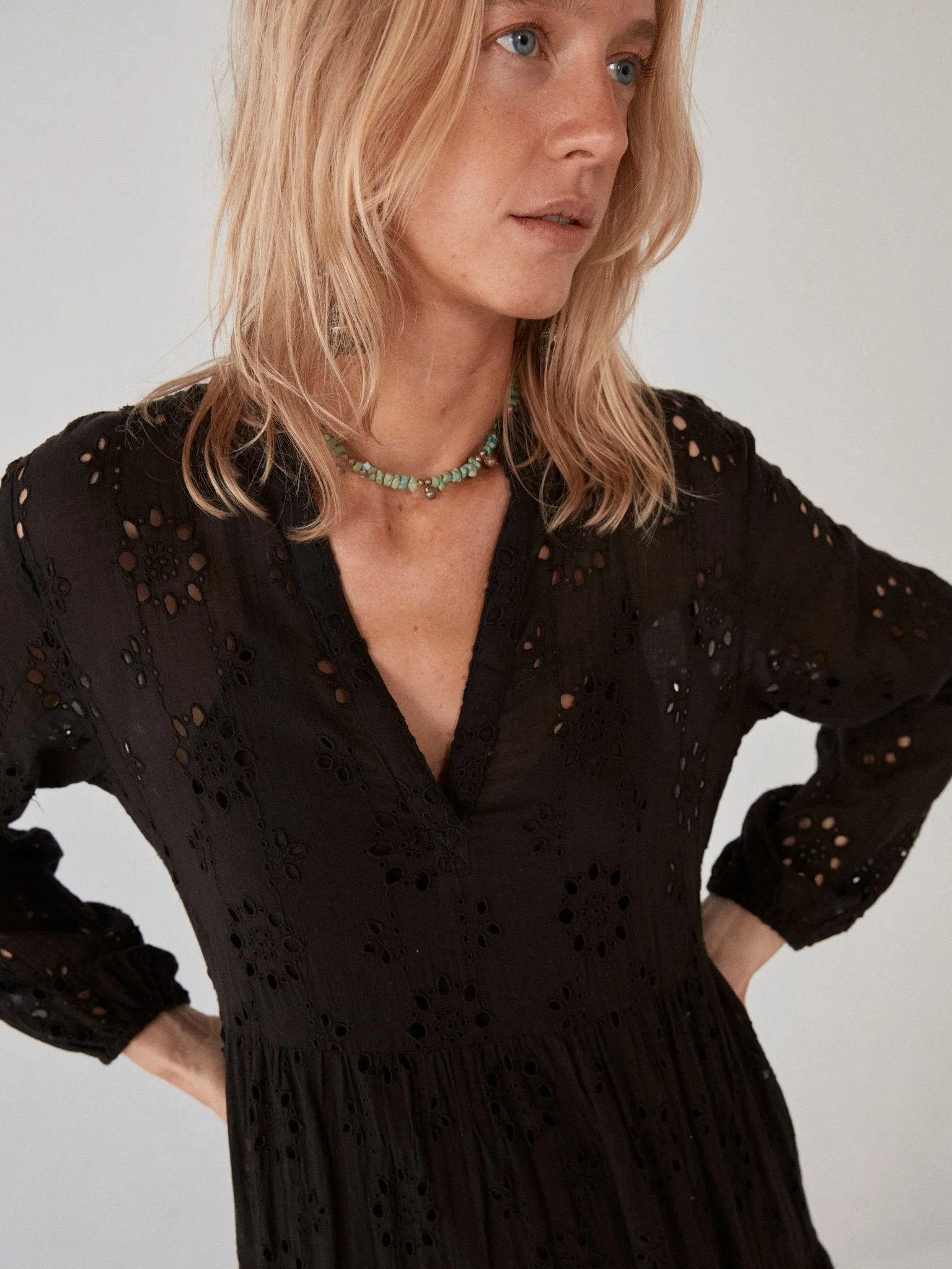 Elodie Dress - Noir Schiffli