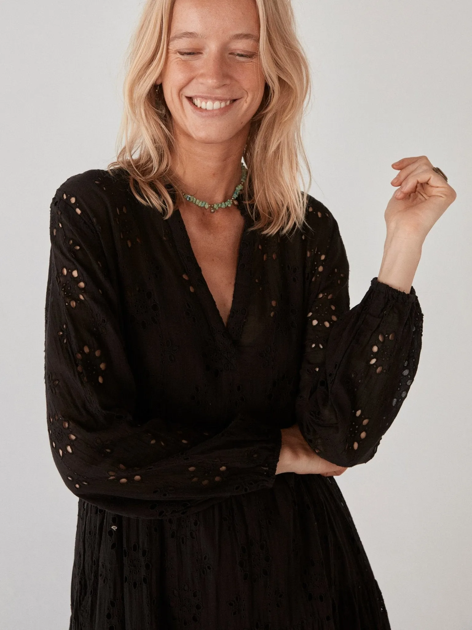 Elodie Dress - Noir Schiffli