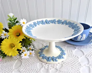 Embossed Queen's Ware Wedgwood Pedestal Dish Compote Tazza 1960s Server Grapevines