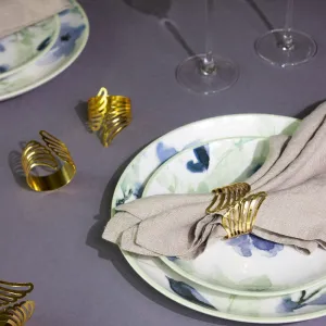Feather Essence Gold Napkin Rings (Set of 6)