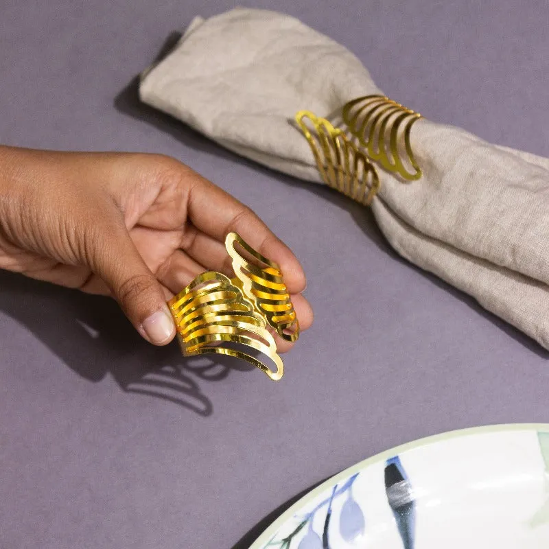 Feather Essence Gold Napkin Rings (Set of 6)