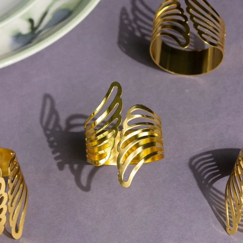 Feather Essence Gold Napkin Rings (Set of 6)