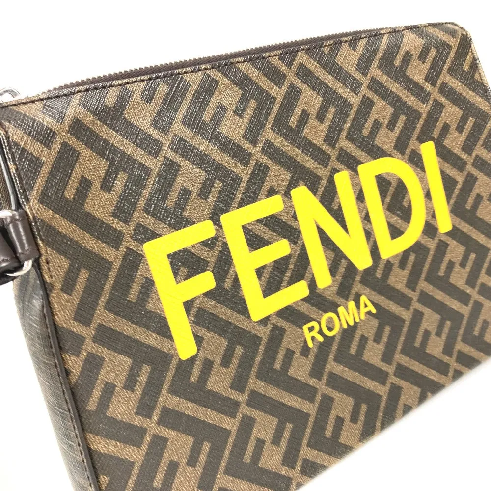 FENDI Clutch bag 7VA564 Leather / canvas Brown Zucca logo mens Used