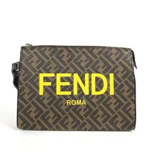 FENDI Clutch bag 7VA564 Leather / canvas Brown Zucca logo mens Used