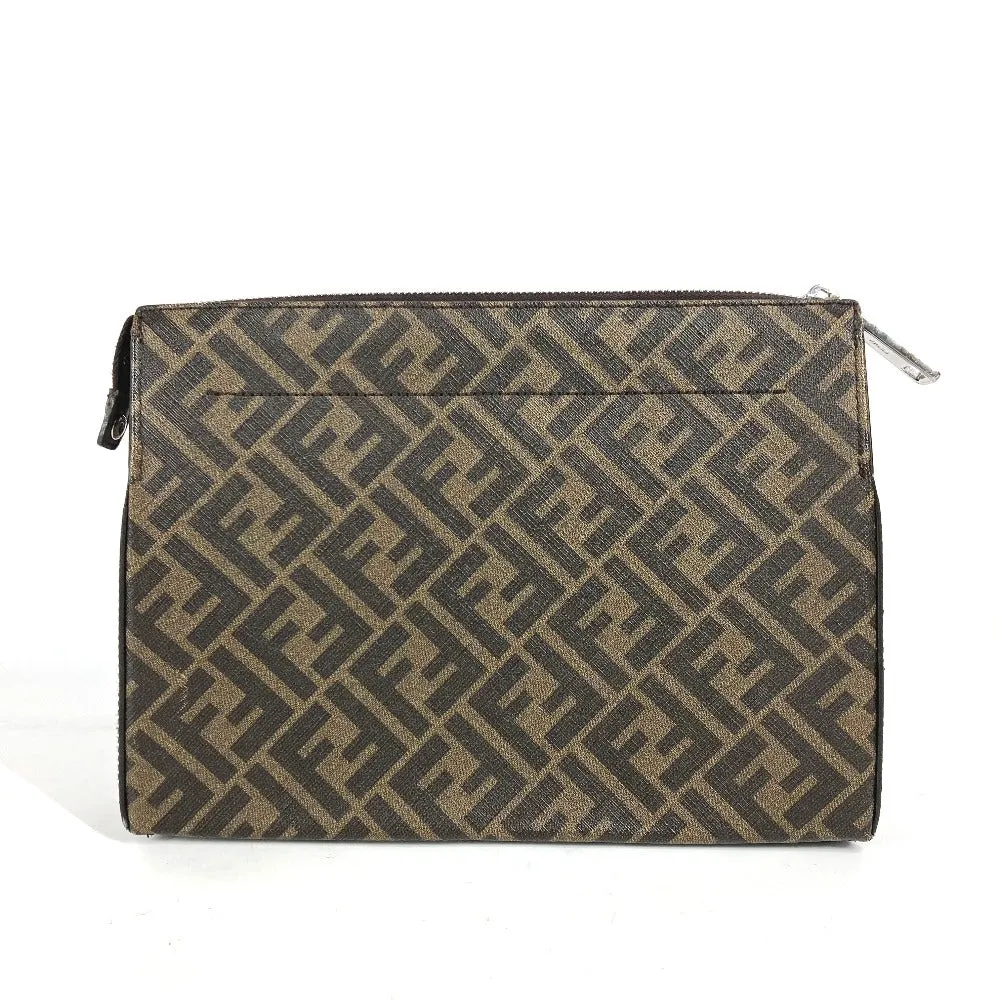 FENDI Clutch bag 7VA564 Leather / canvas Brown Zucca logo mens Used
