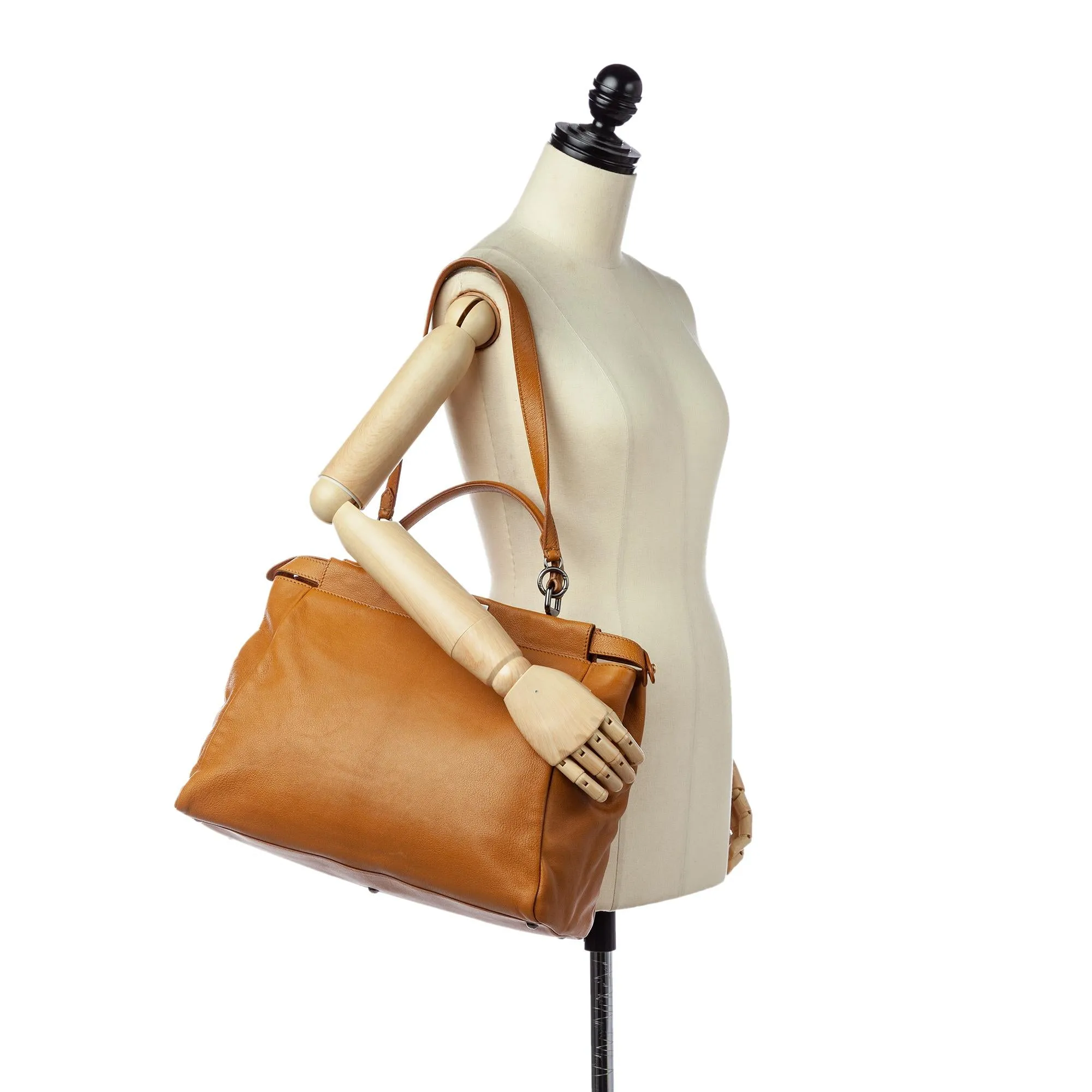 Fendi Large Peekaboo Leather Satchel (SHG-24326)