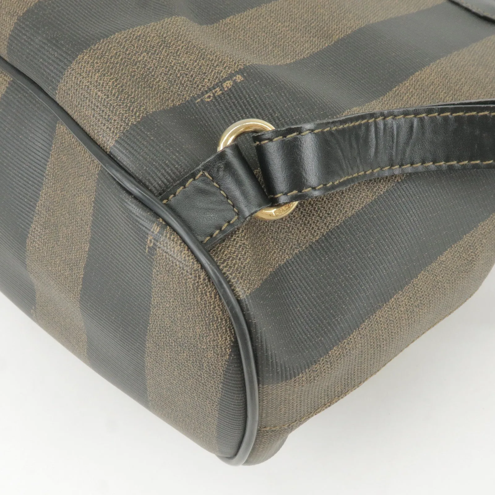 FENDI Pequin PVC Leather Back Pack Bag Khaki Black 259292