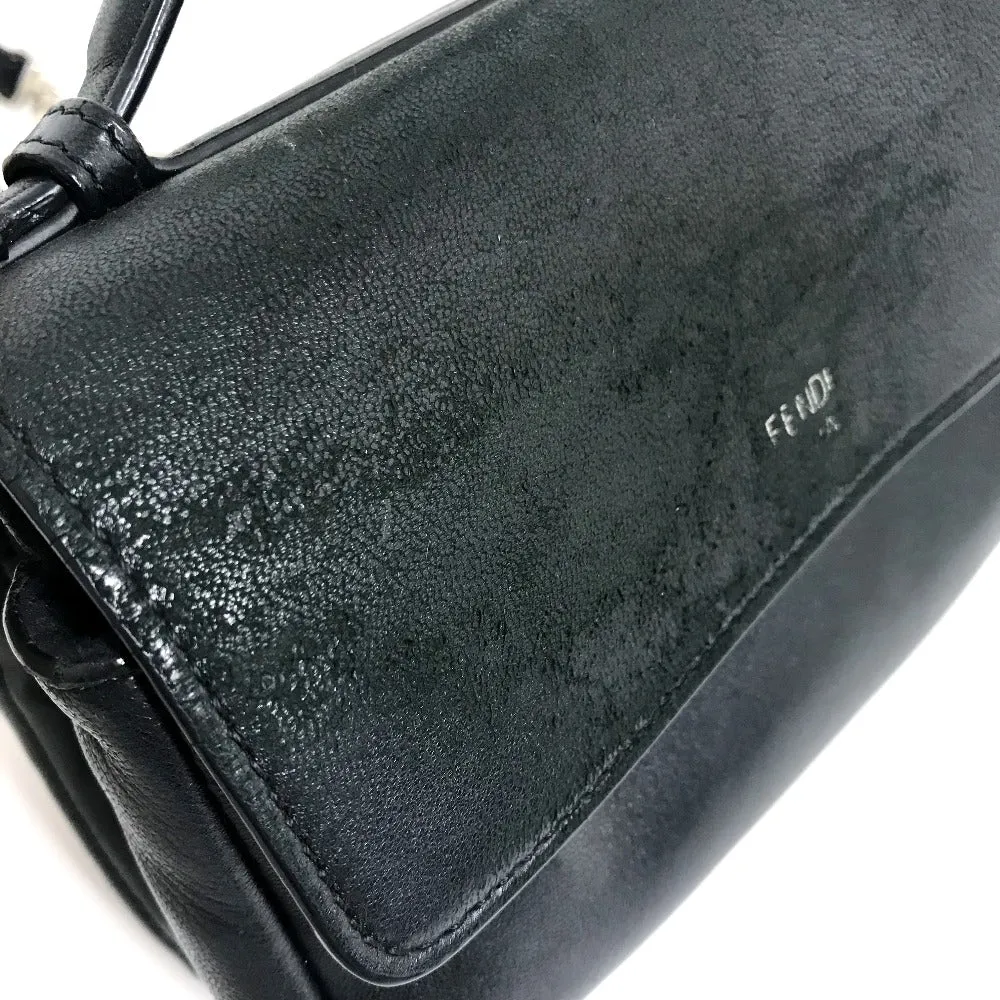 FENDI Shoulder Bag 8M0371 leather black Pochette Crossbody Double micro baguette Women Used