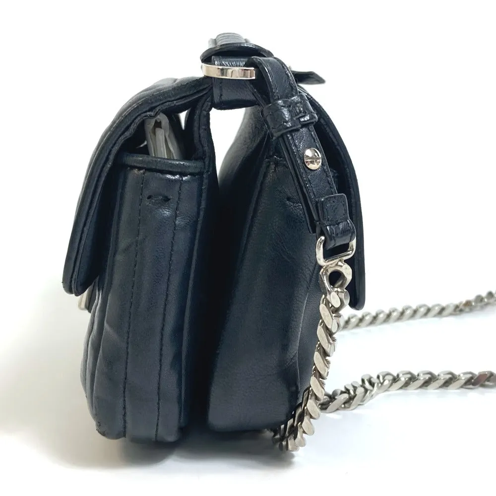 FENDI Shoulder Bag 8M0371 leather black Pochette Crossbody Double micro baguette Women Used