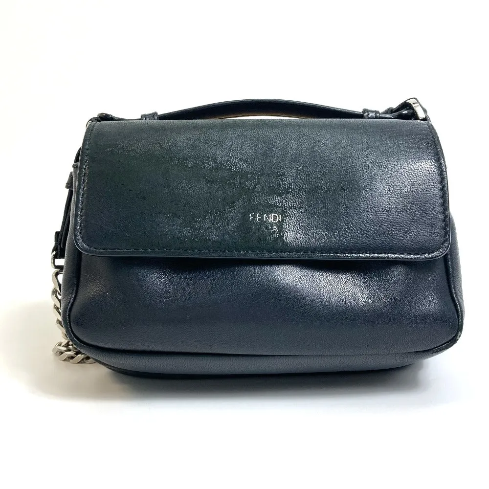 FENDI Shoulder Bag 8M0371 leather black Pochette Crossbody Double micro baguette Women Used