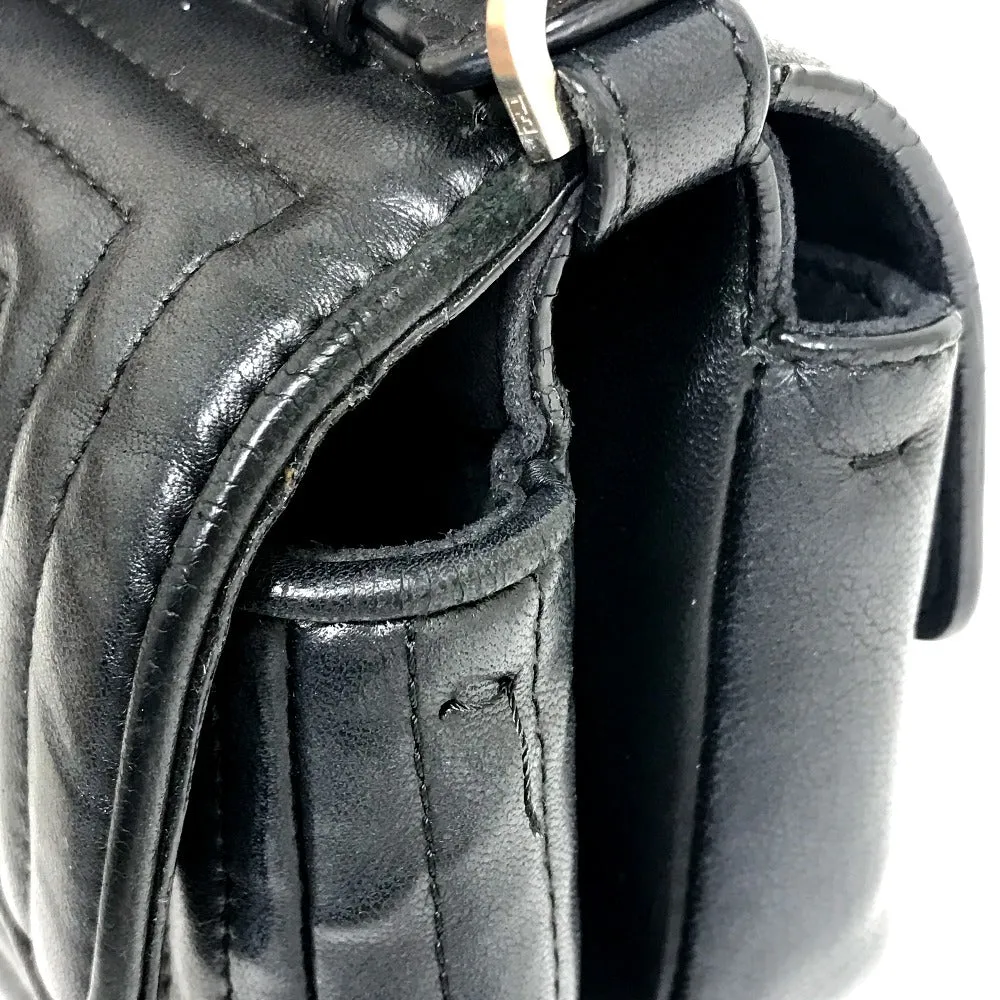 FENDI Shoulder Bag 8M0371 leather black Pochette Crossbody Double micro baguette Women Used